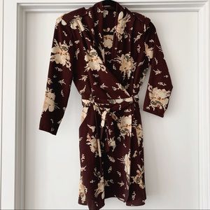 Aritzia Wilfred Burgundy Floral Dress - Size 2